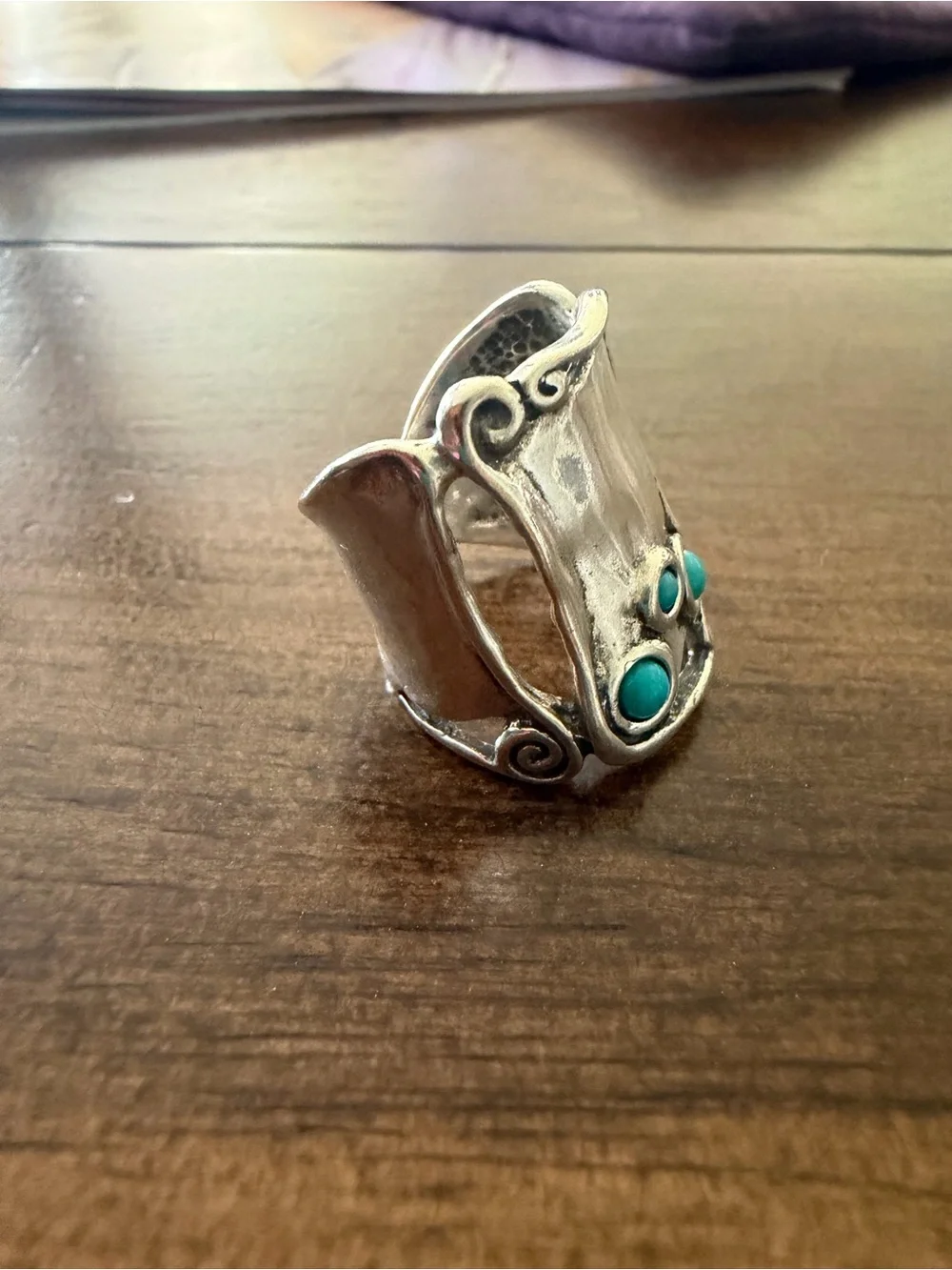 Grace & Heart G&H RUIDOSO Ring SIZE 5 .925 Sterling Silver WIDE Turquoise R1557